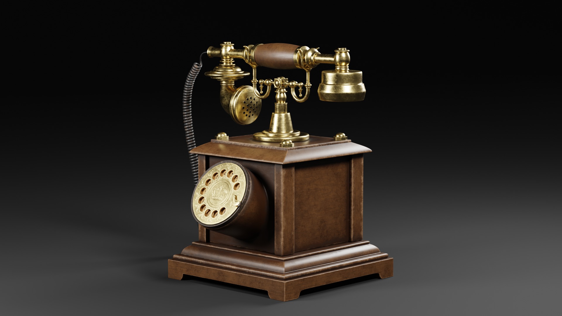 Vintage Rotary Telephone 3D model_2