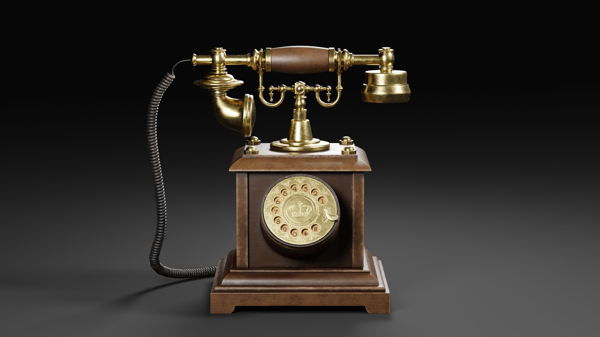 Vintage Rotary Telephone 3D model_1