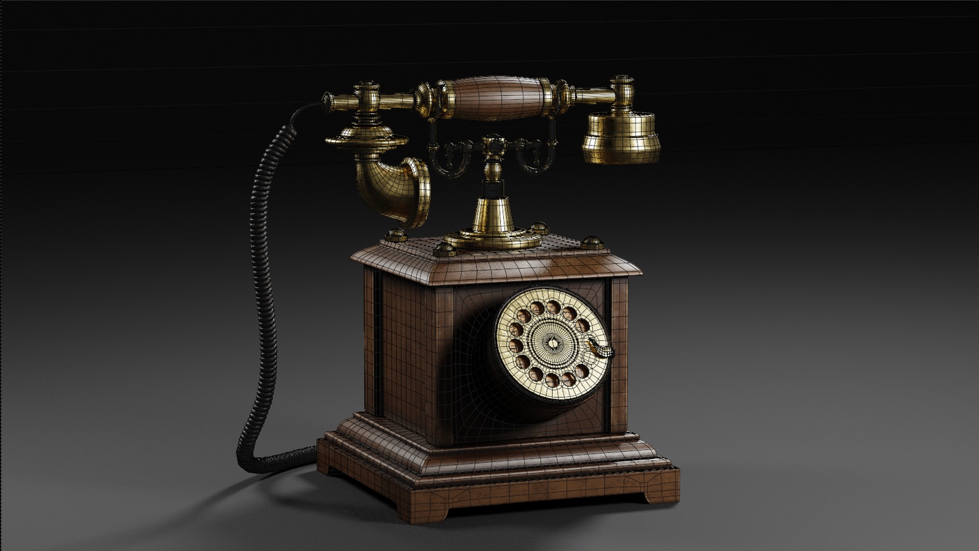 Vintage Rotary Telephone 3D model_9