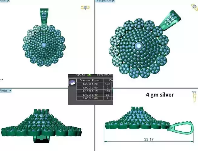 Round Cut Simulated Diamond Cluster Pendant
