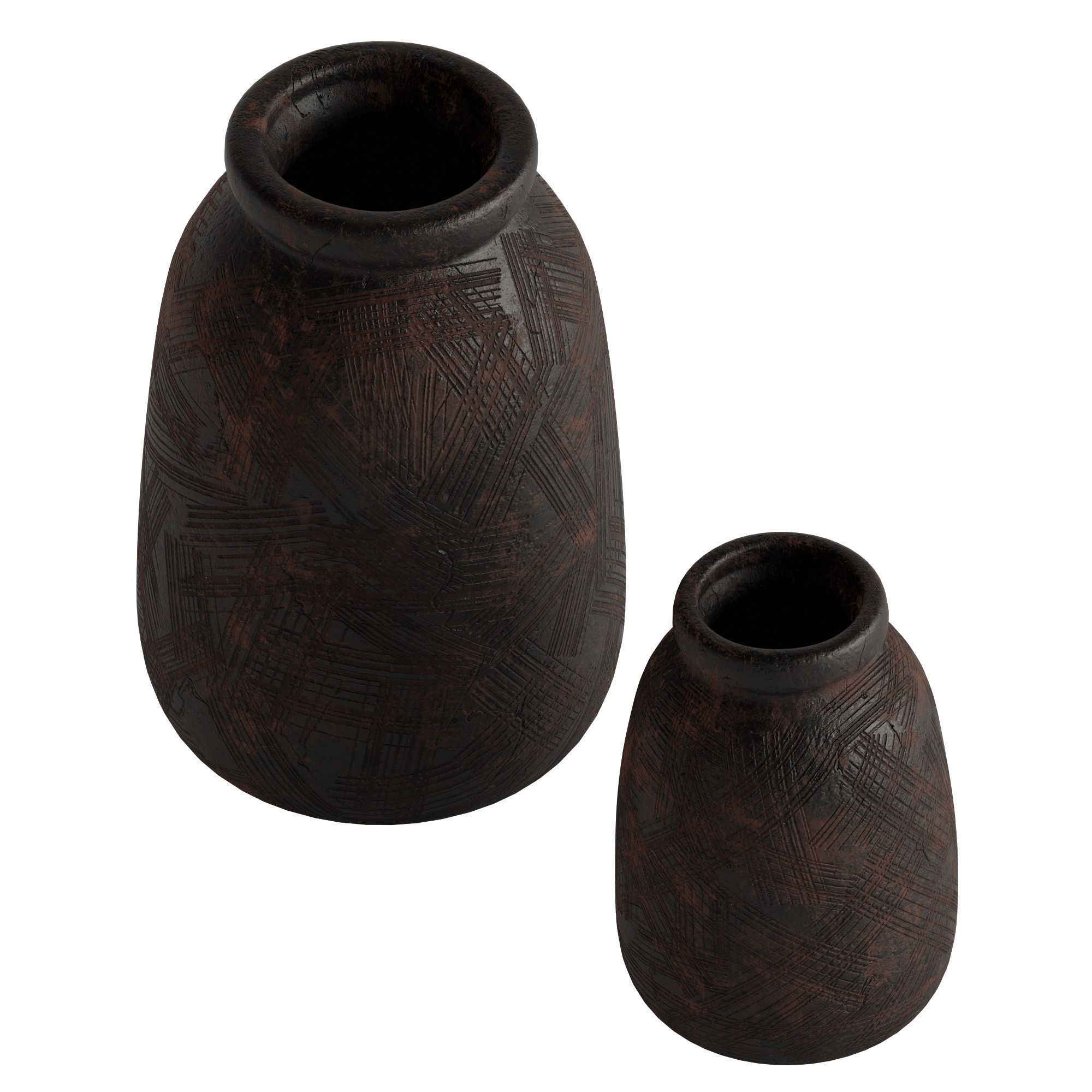 Textured Decorative Vase 3D model_1