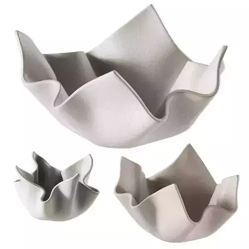 Decorative ceramic relief folded vases