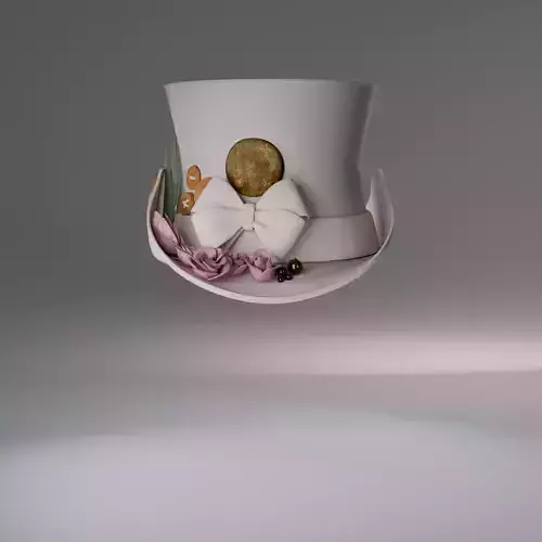 Whimsical Top Hat with Floral Accents 3D Model
