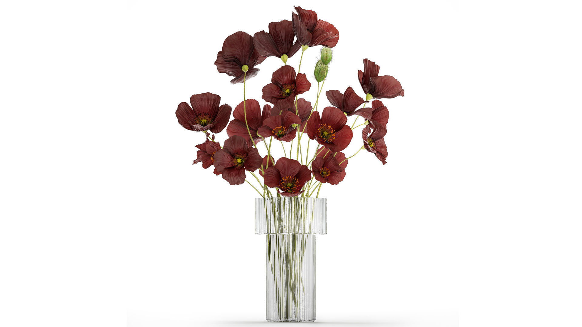 Beautiful bouquet of wild flowers in a vase with Poppy 3D model_2