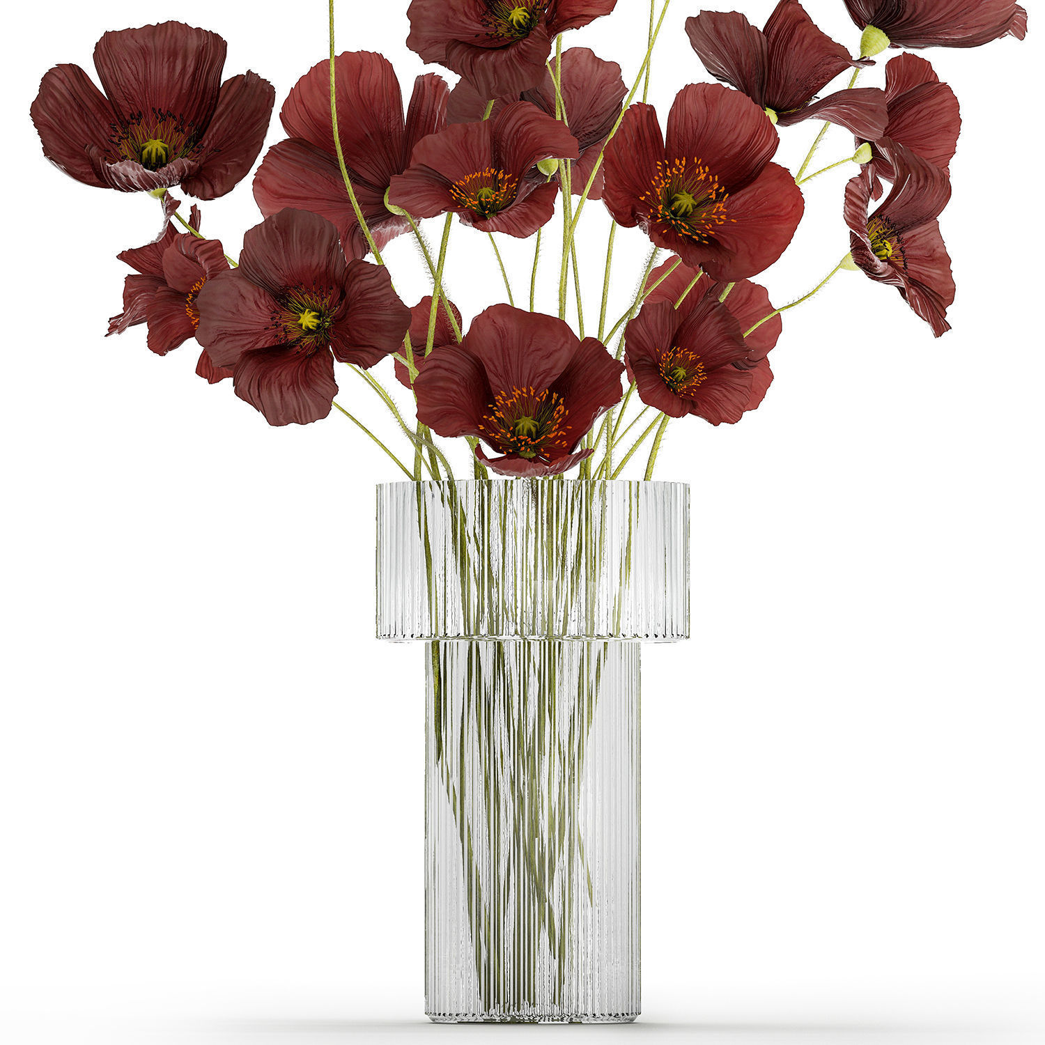 Beautiful bouquet of wild flowers in a vase with Poppy 3D model_13