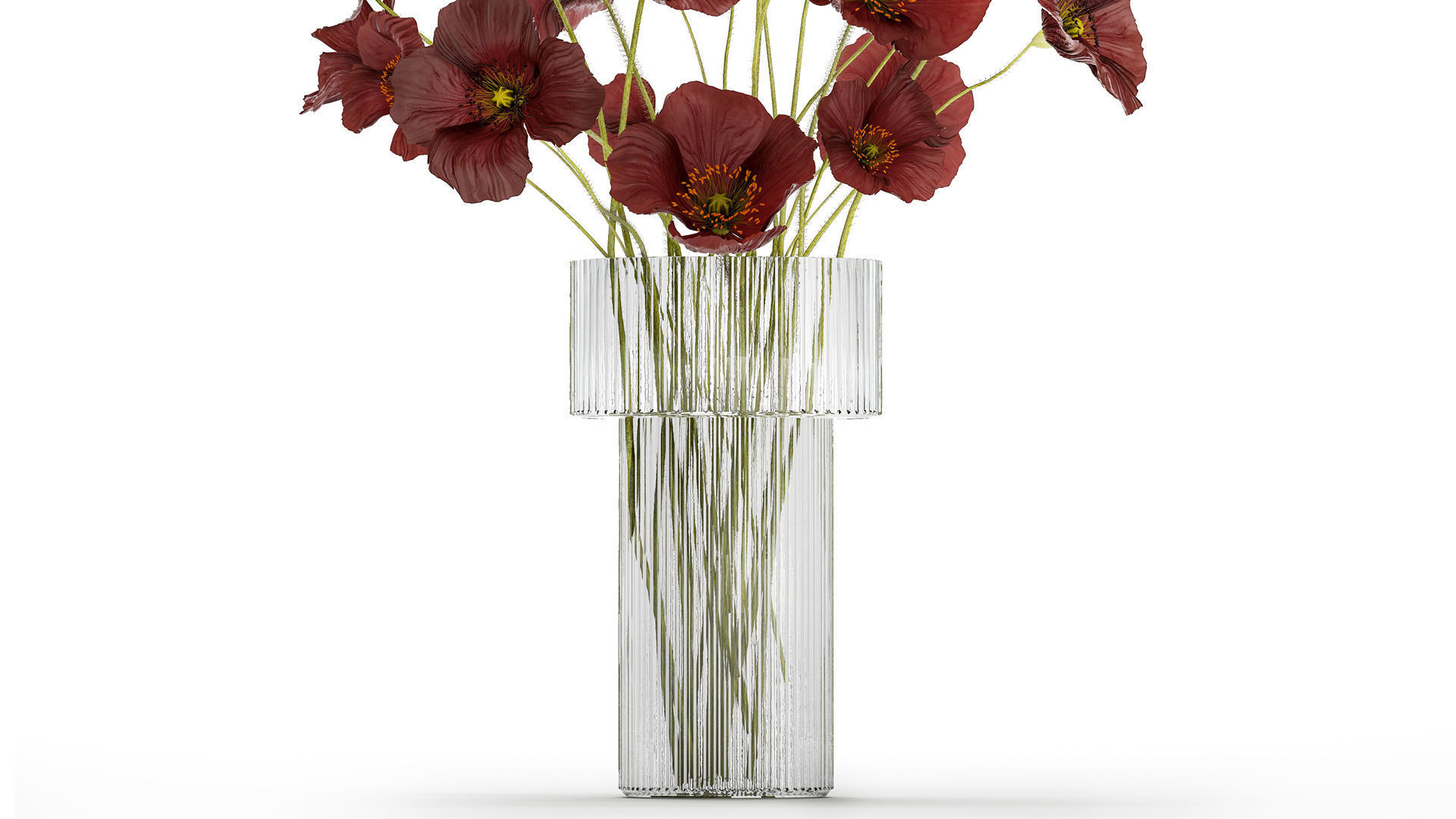 Beautiful bouquet of wild flowers in a vase with Poppy 3D model_5