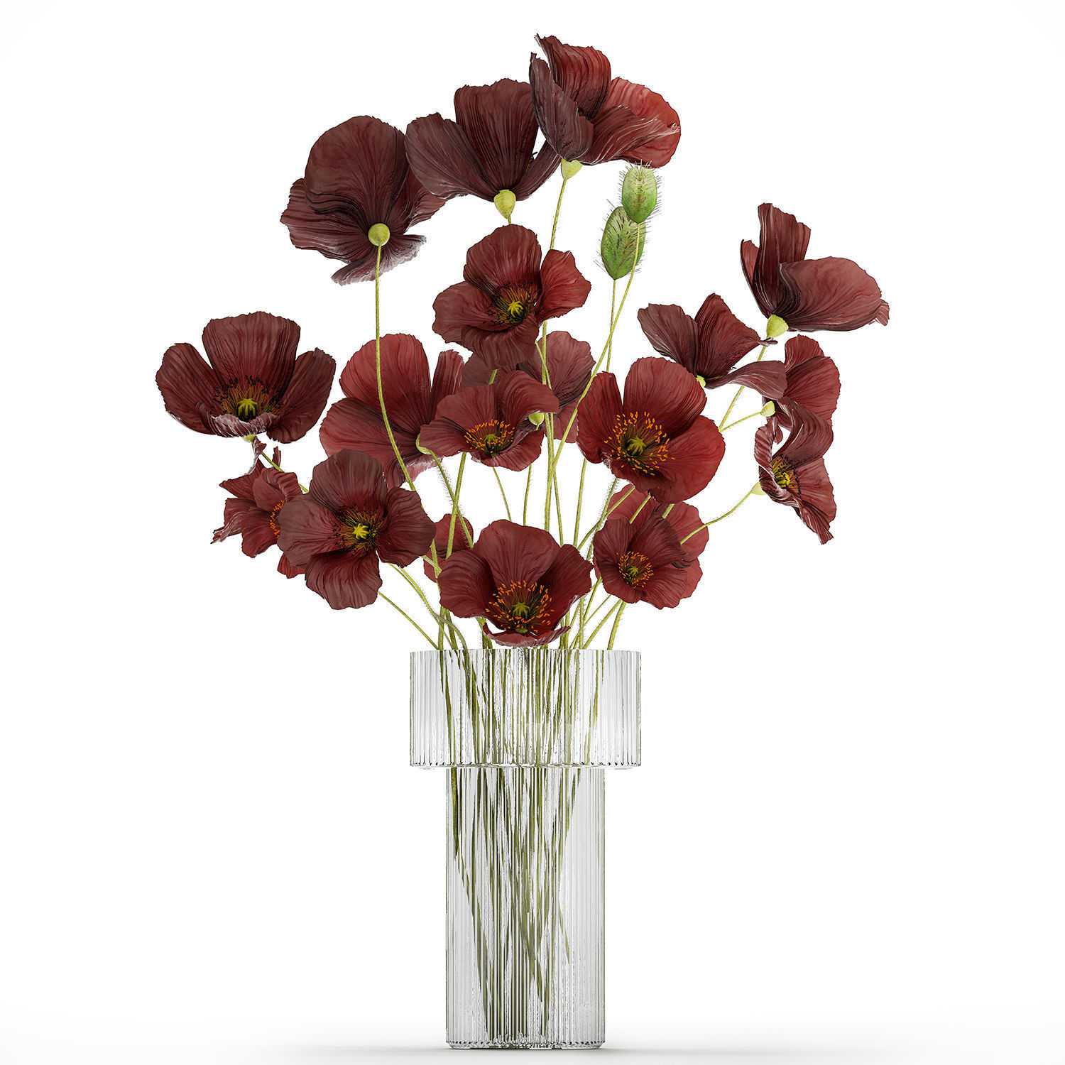 Beautiful bouquet of wild flowers in a vase with Poppy 3D model_11