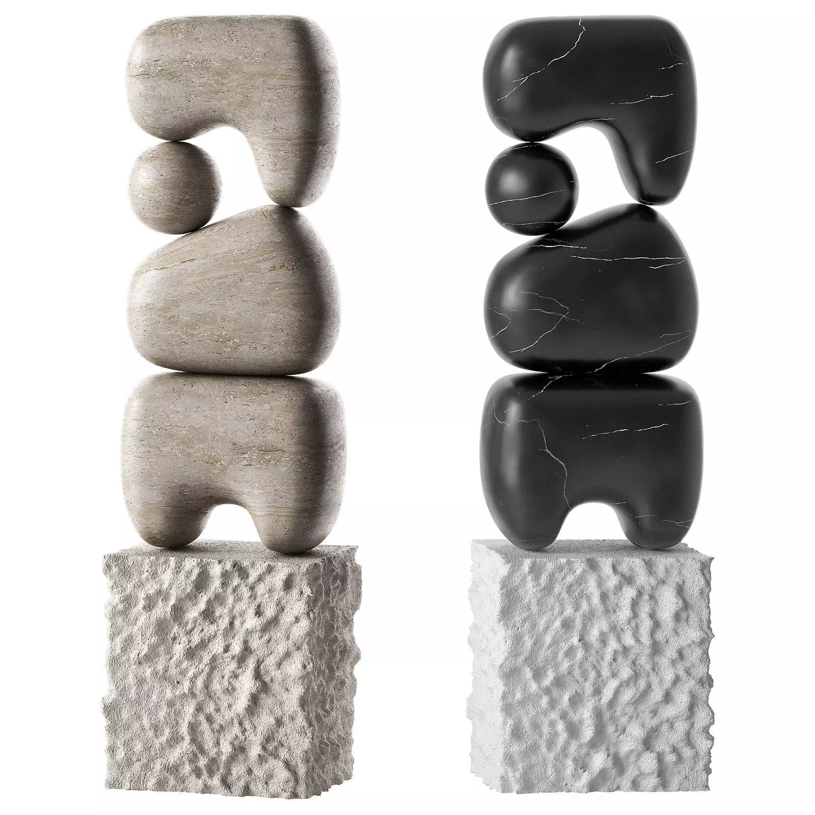 Modern abstract sculpture Stone organic shape 3D model_0