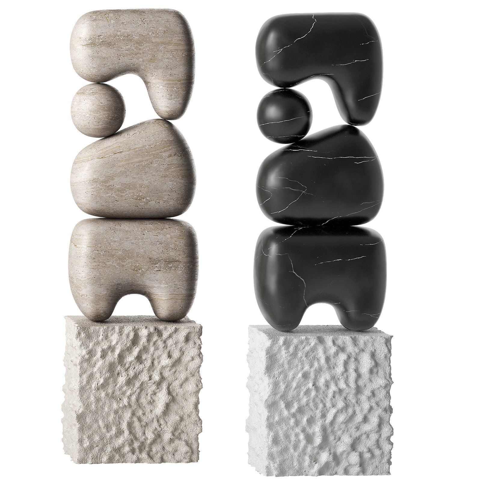 Modern abstract sculpture Stone organic shape 3D model_2
