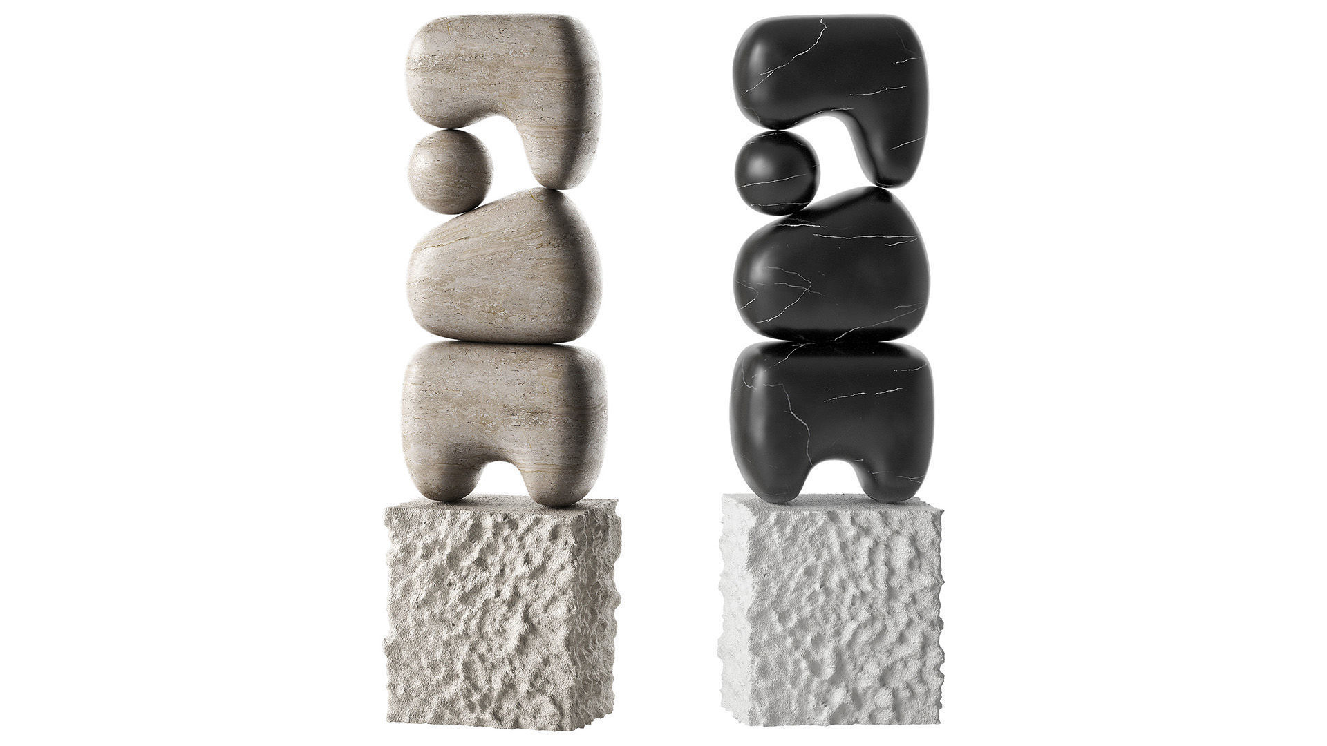 Modern abstract sculpture Stone organic shape 3D model_1