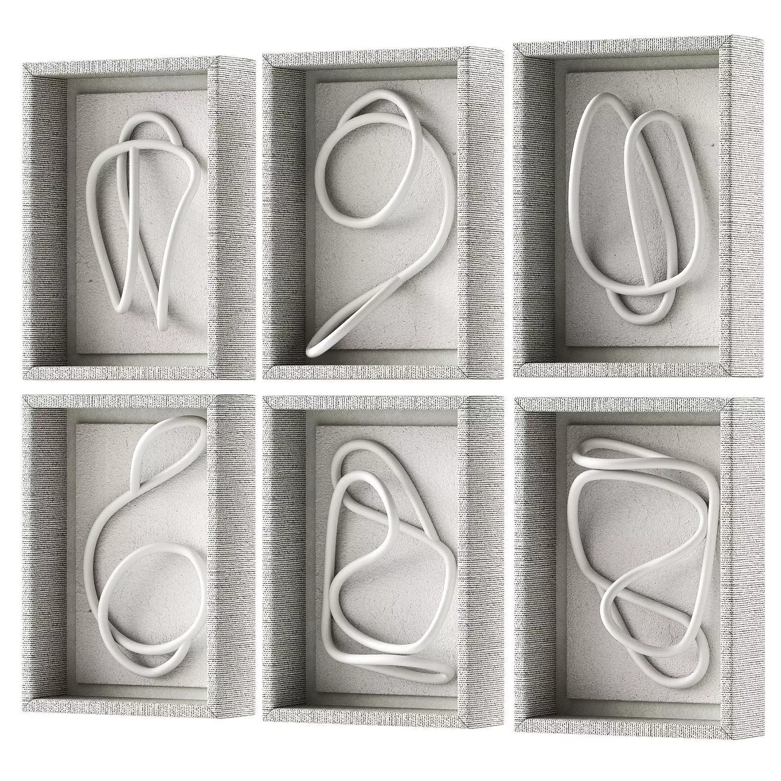 Wall art Fiona Loop Knot Tangle by Palecek rattan frame 3D model