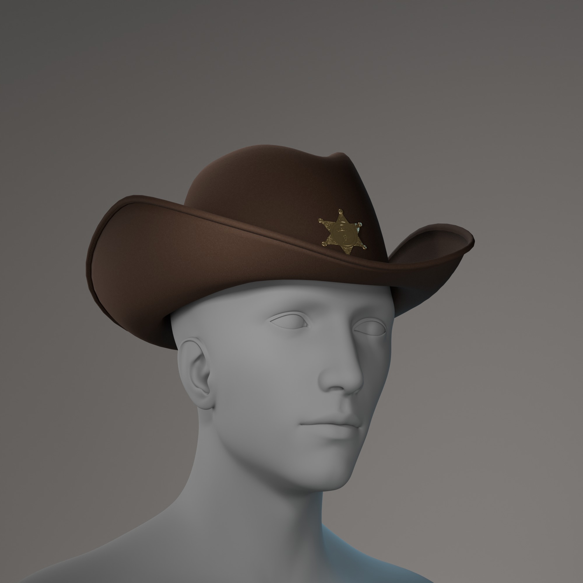 Classic Western Sheriffs Hat 3D Model Low-poly 3D model_8