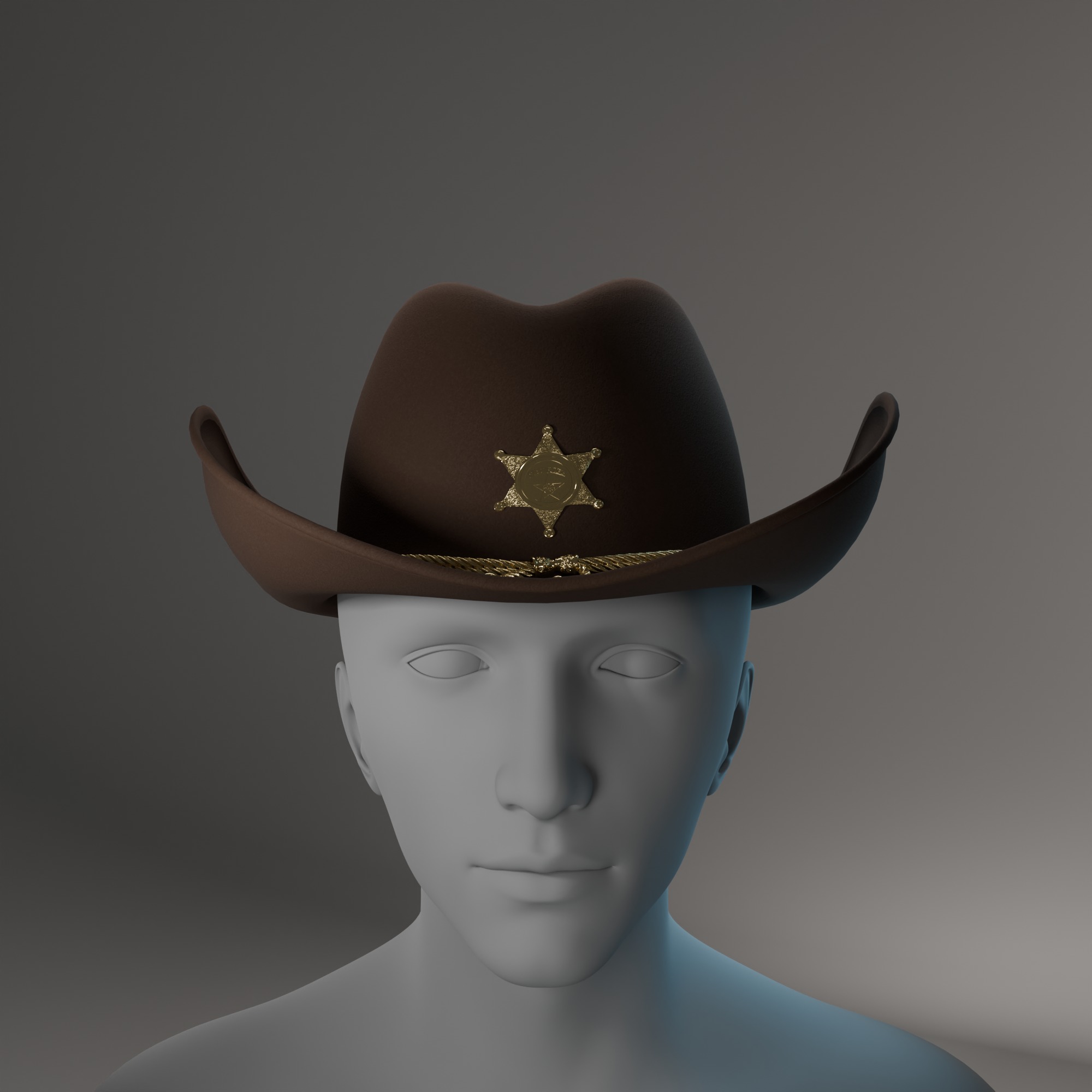 Classic Western Sheriffs Hat 3D Model Low-poly 3D model_10