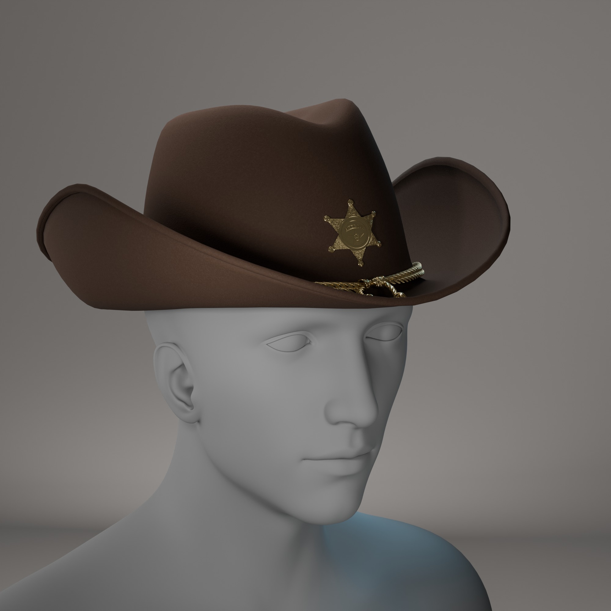 Classic Western Sheriffs Hat 3D Model Low-poly 3D model_9