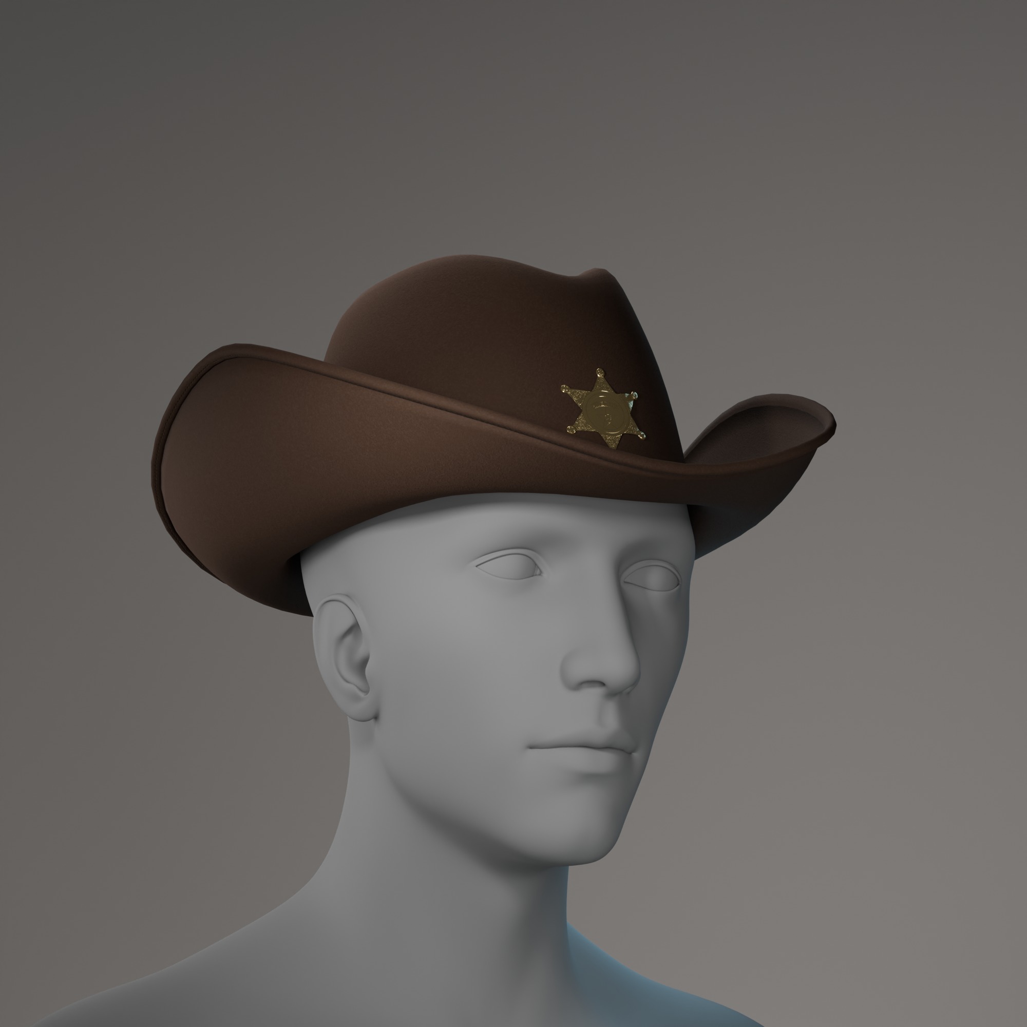 Classic Western Sheriffs Hat 3D Model Low-poly 3D model_1