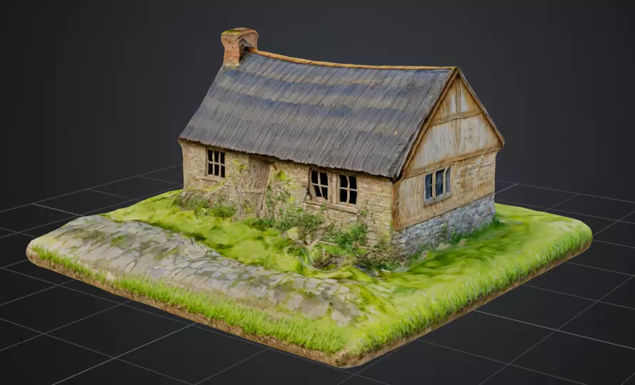 Old Farmhouse Low-poly 3D model_0