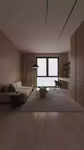 Interior scene bedroom 3D model