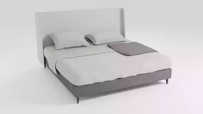 Leather bed in a modern and simple style