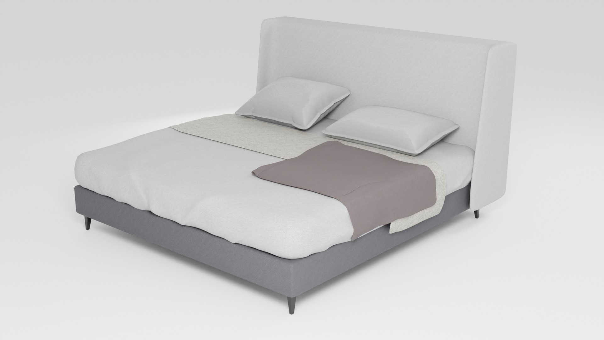Leather bed in a modern and simple style 3D model_4