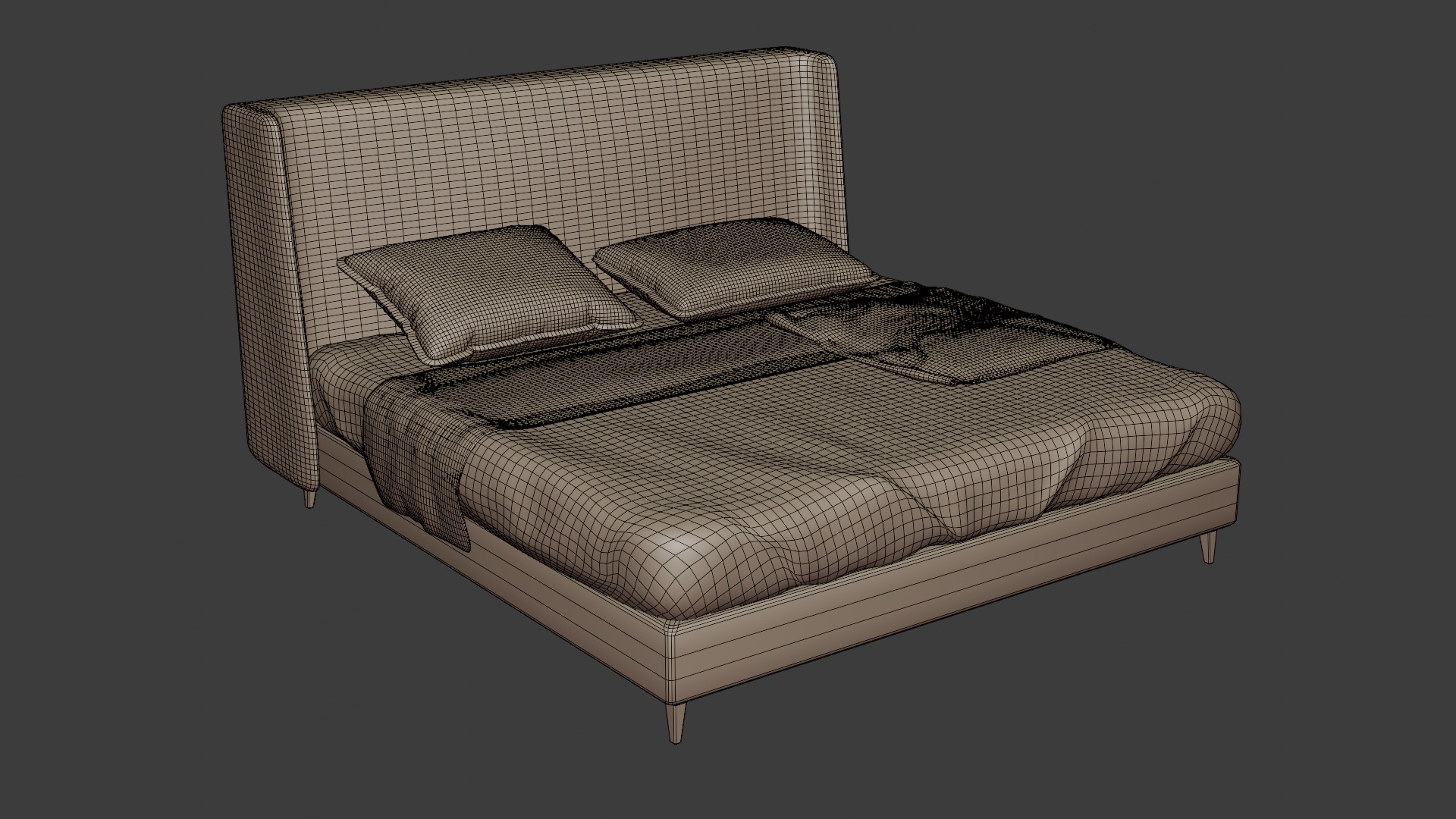 Leather bed in a modern and simple style 3D model_6