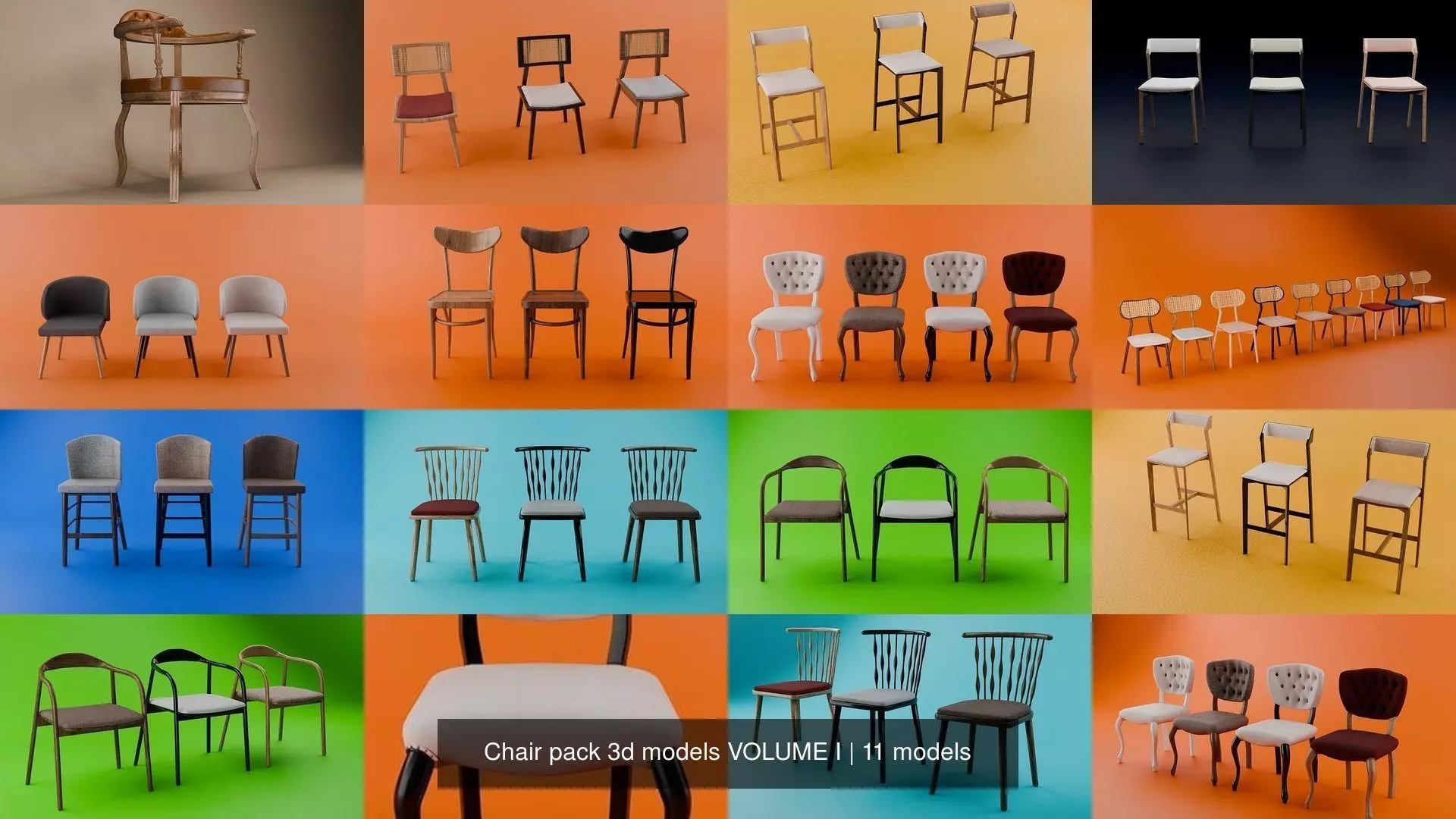 Chair pack 3d models VOLUME I 3D Model Collection_0