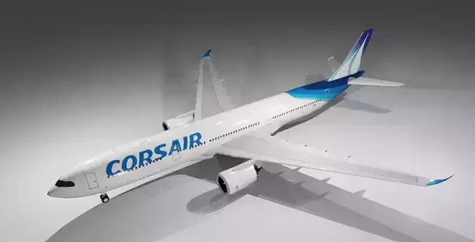 Corsair airbus a330-900neo model with cockpit Low-poly 3D model