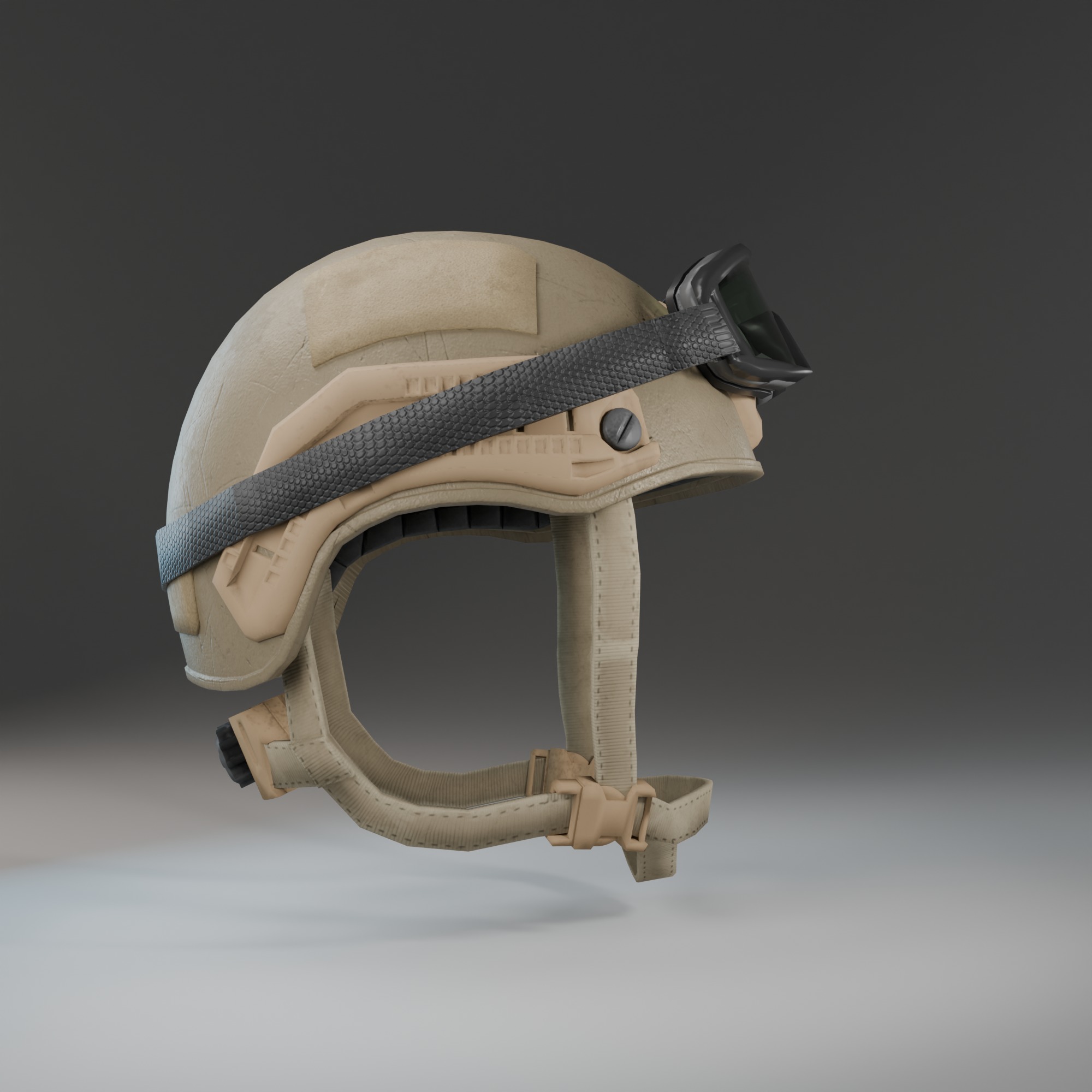 Advanced Tactical Helmet with Ballistic Goggles 3D military Low-poly 3D model_3