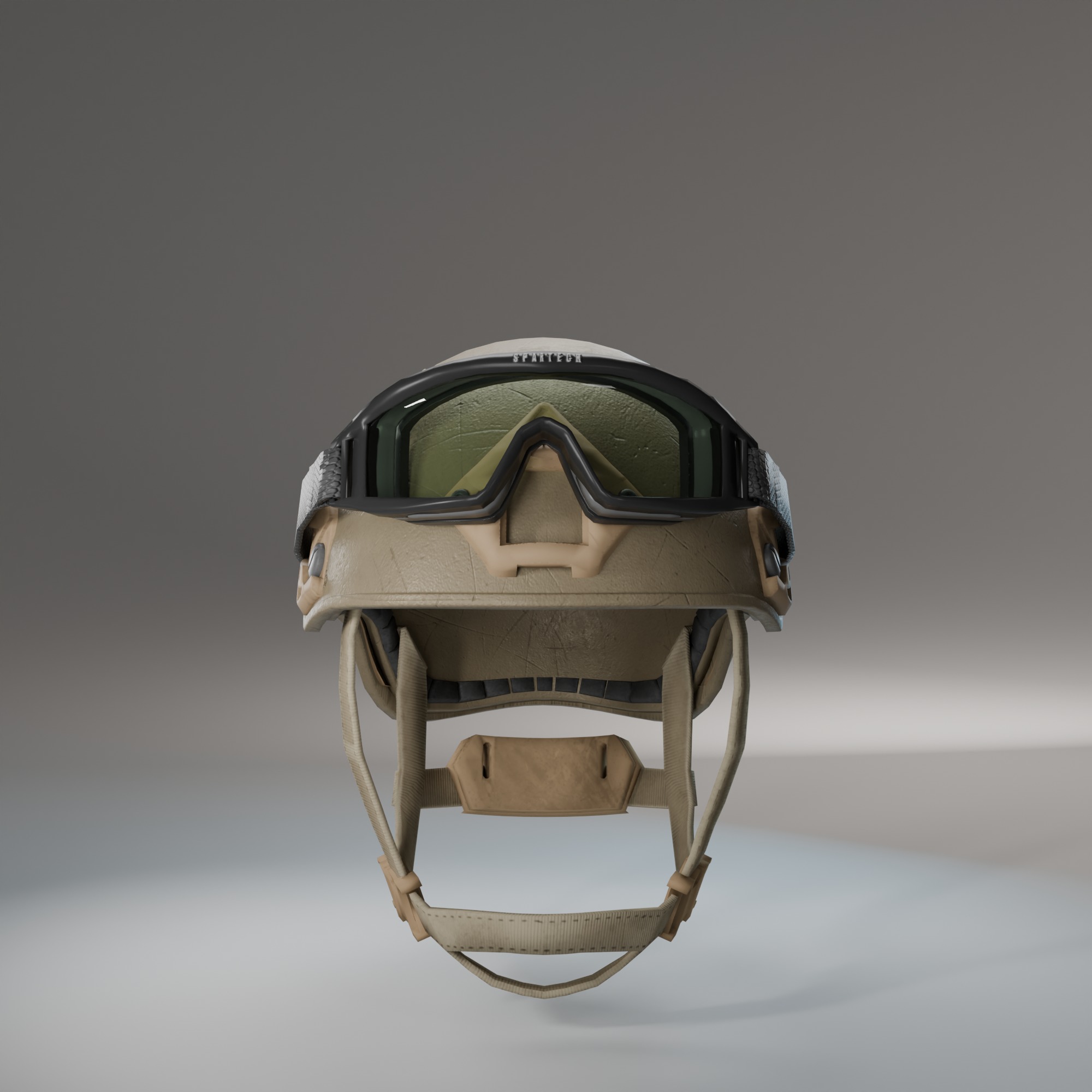 Advanced Tactical Helmet with Ballistic Goggles 3D military Low-poly 3D model_1