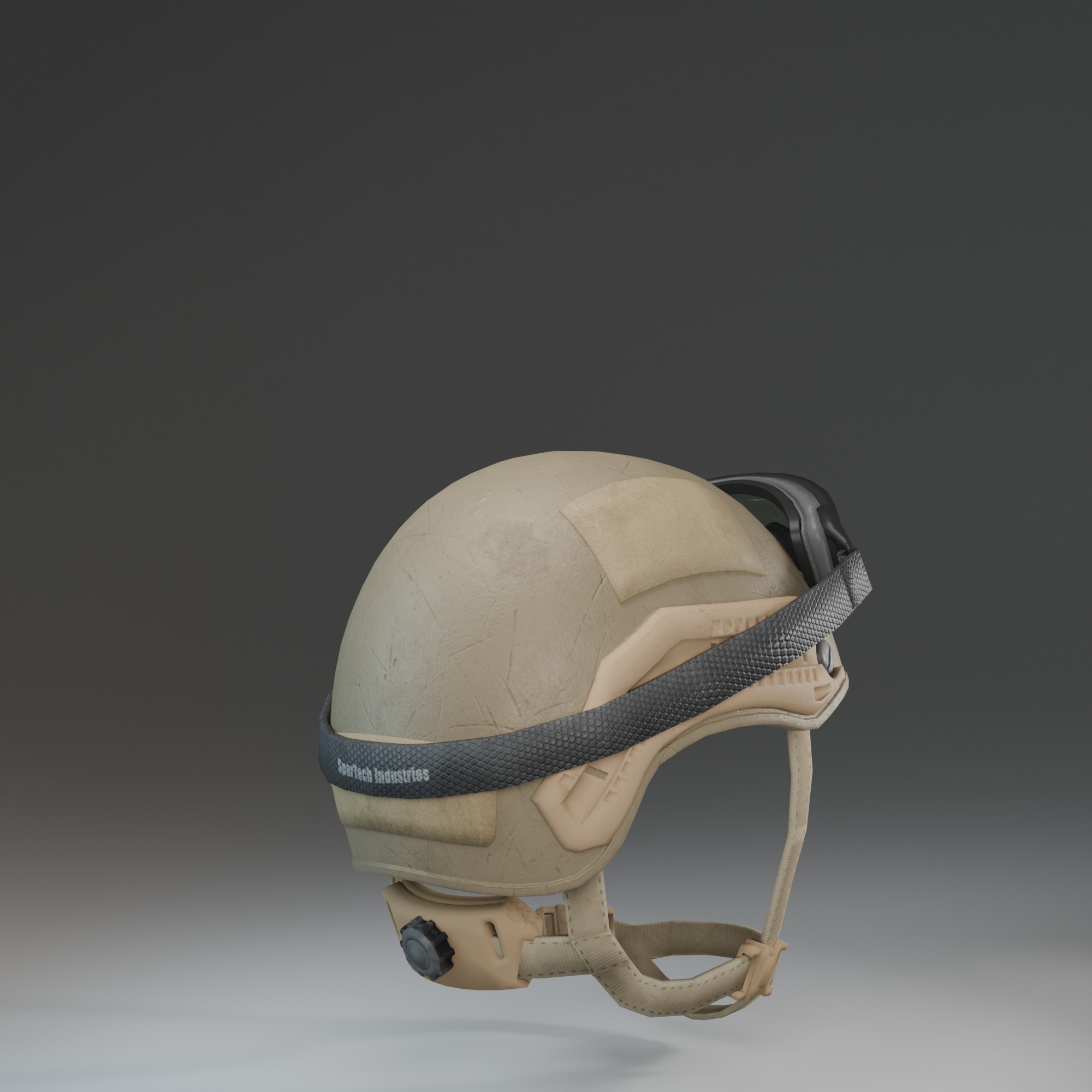 Advanced Tactical Helmet with Ballistic Goggles 3D military Low-poly 3D model_2
