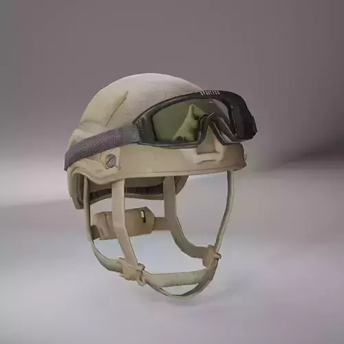 Advanced Tactical Helmet with Ballistic Goggles 3D military Low-poly 3D model