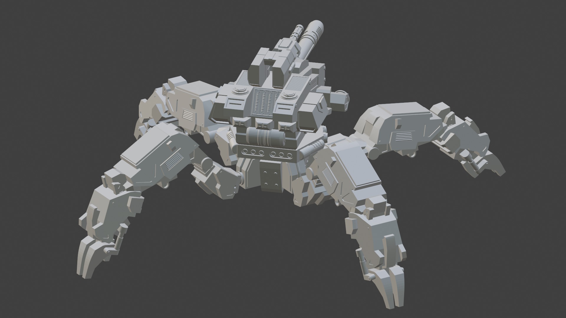 Spider gun walker 3D print model_3