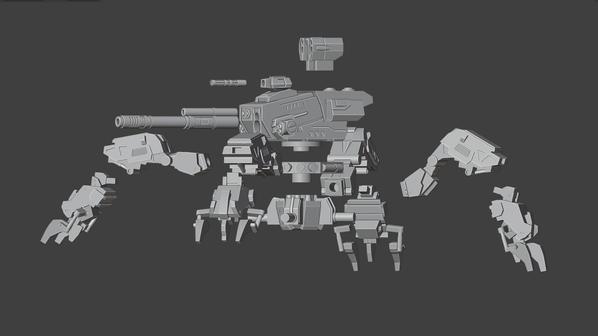 Spider gun walker 3D print model_6