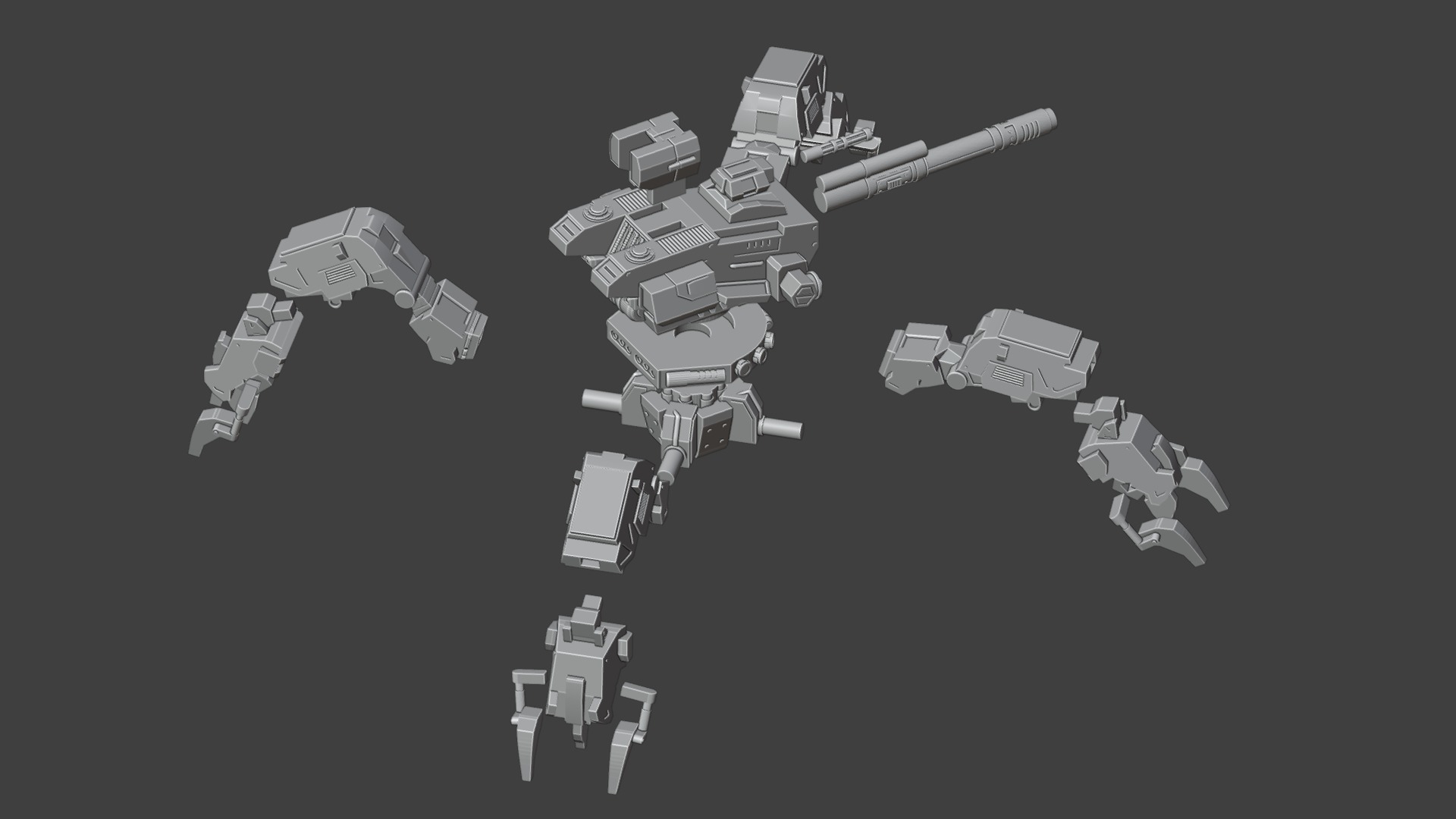 Spider gun walker 3D print model_7