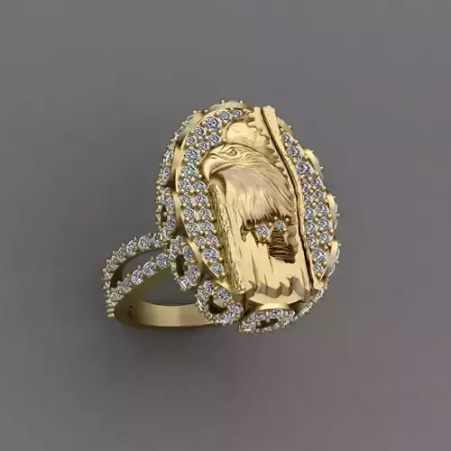 Eagle with Diamonds ring 3D print model