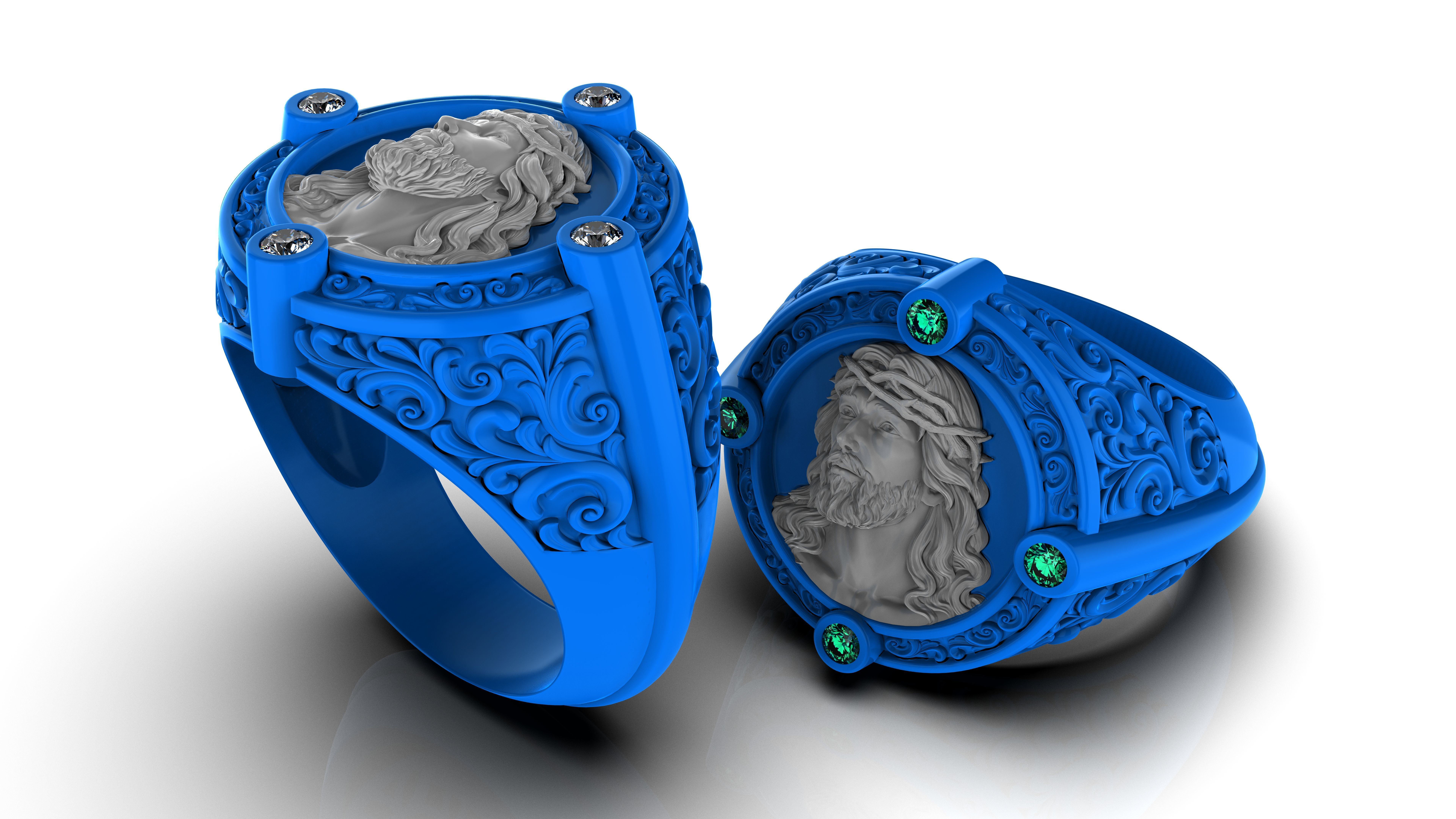 Jesus ring pattern 3D print model_5