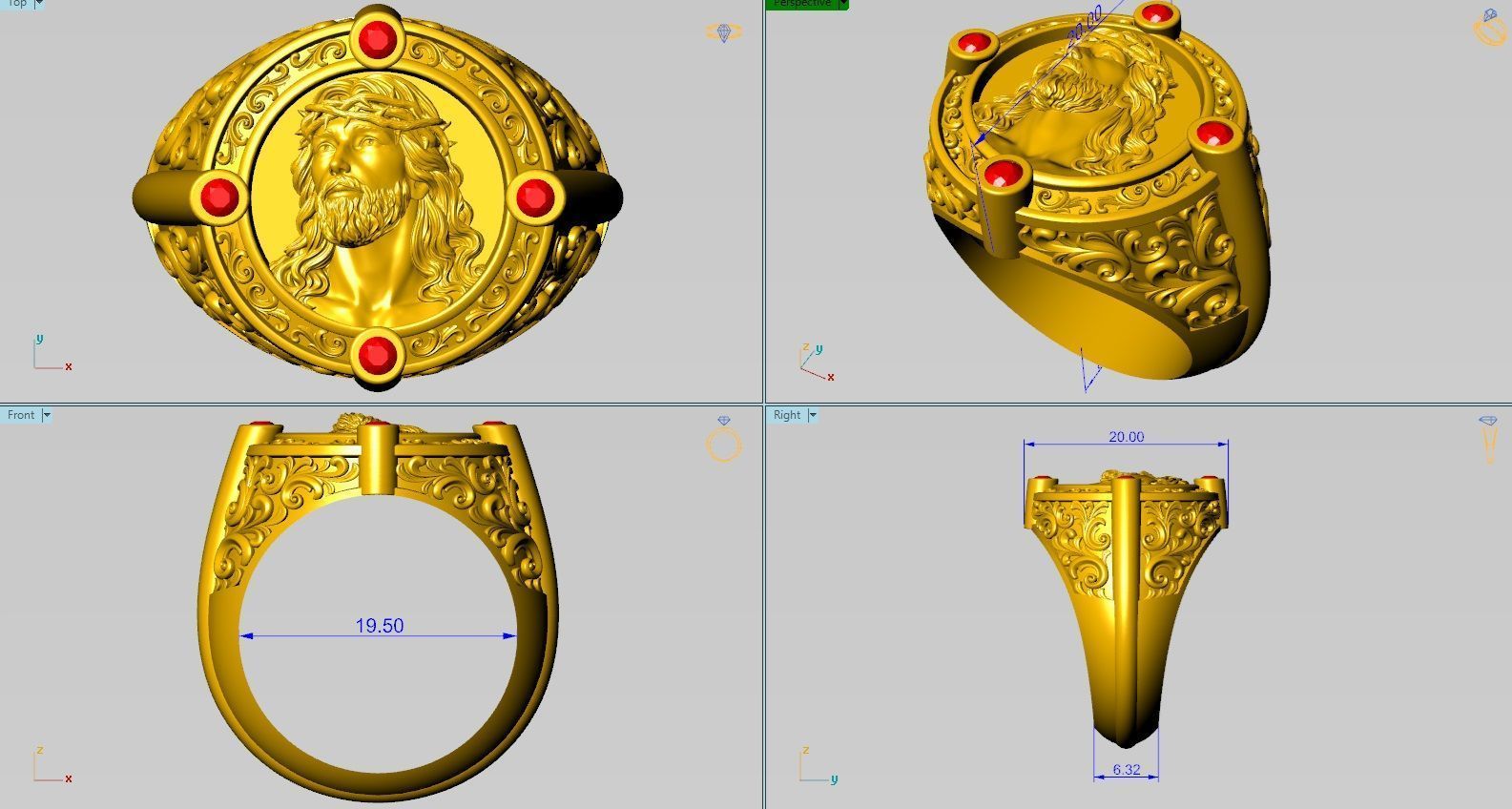 Jesus ring pattern 3D print model_7