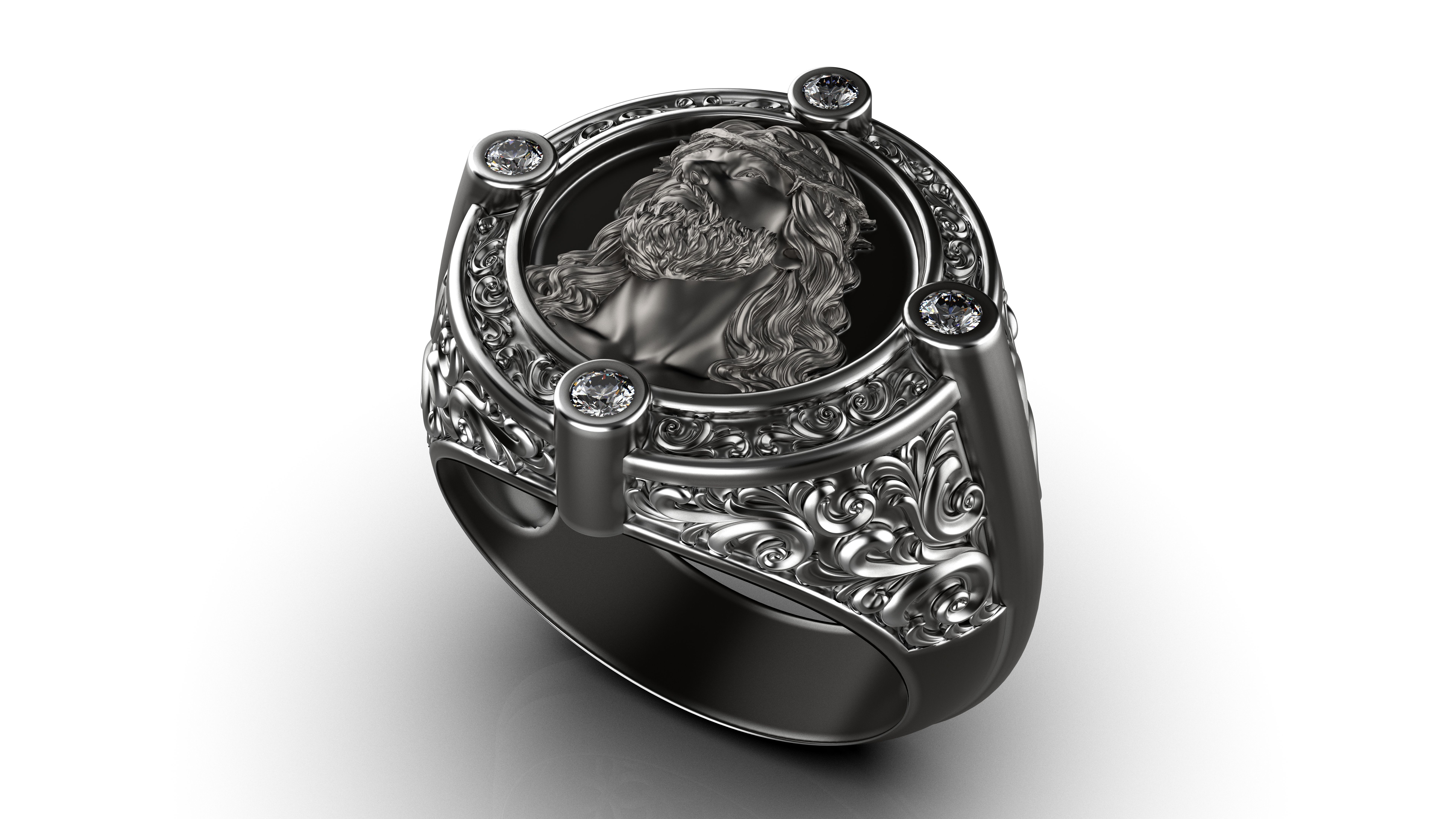 Jesus ring pattern 3D print model_1