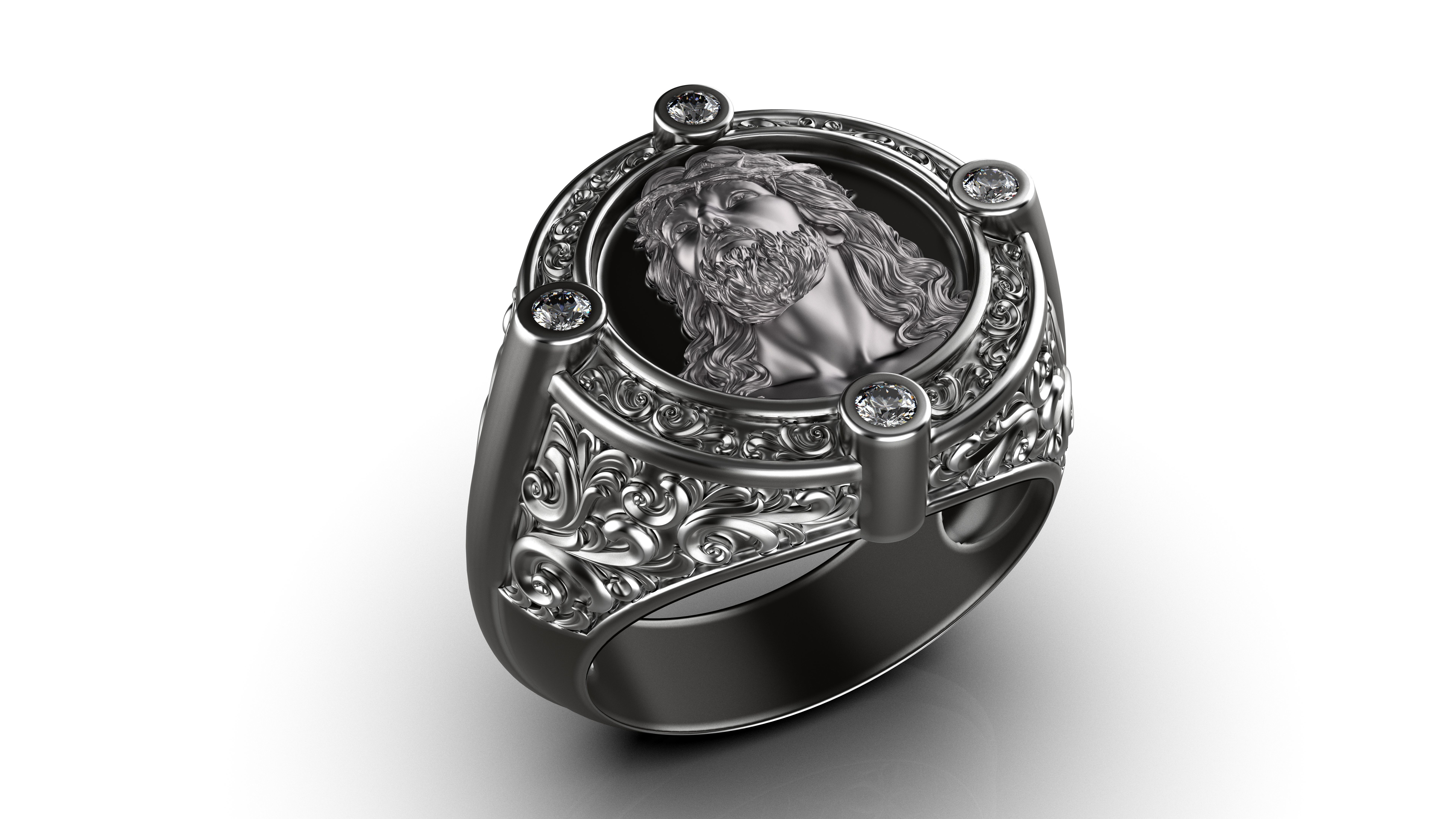 Jesus ring pattern 3D print model_12