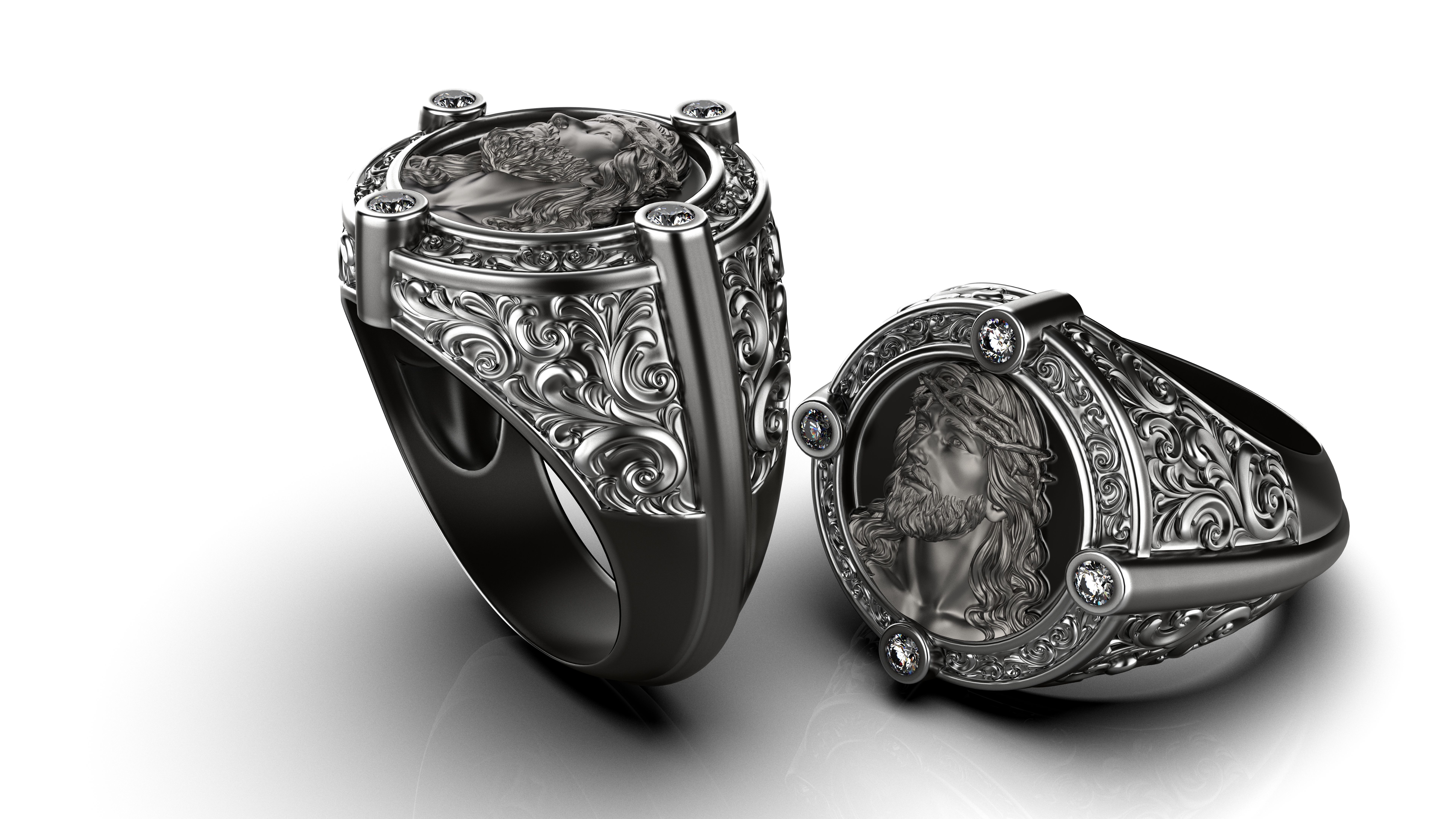 Jesus ring pattern 3D print model_4