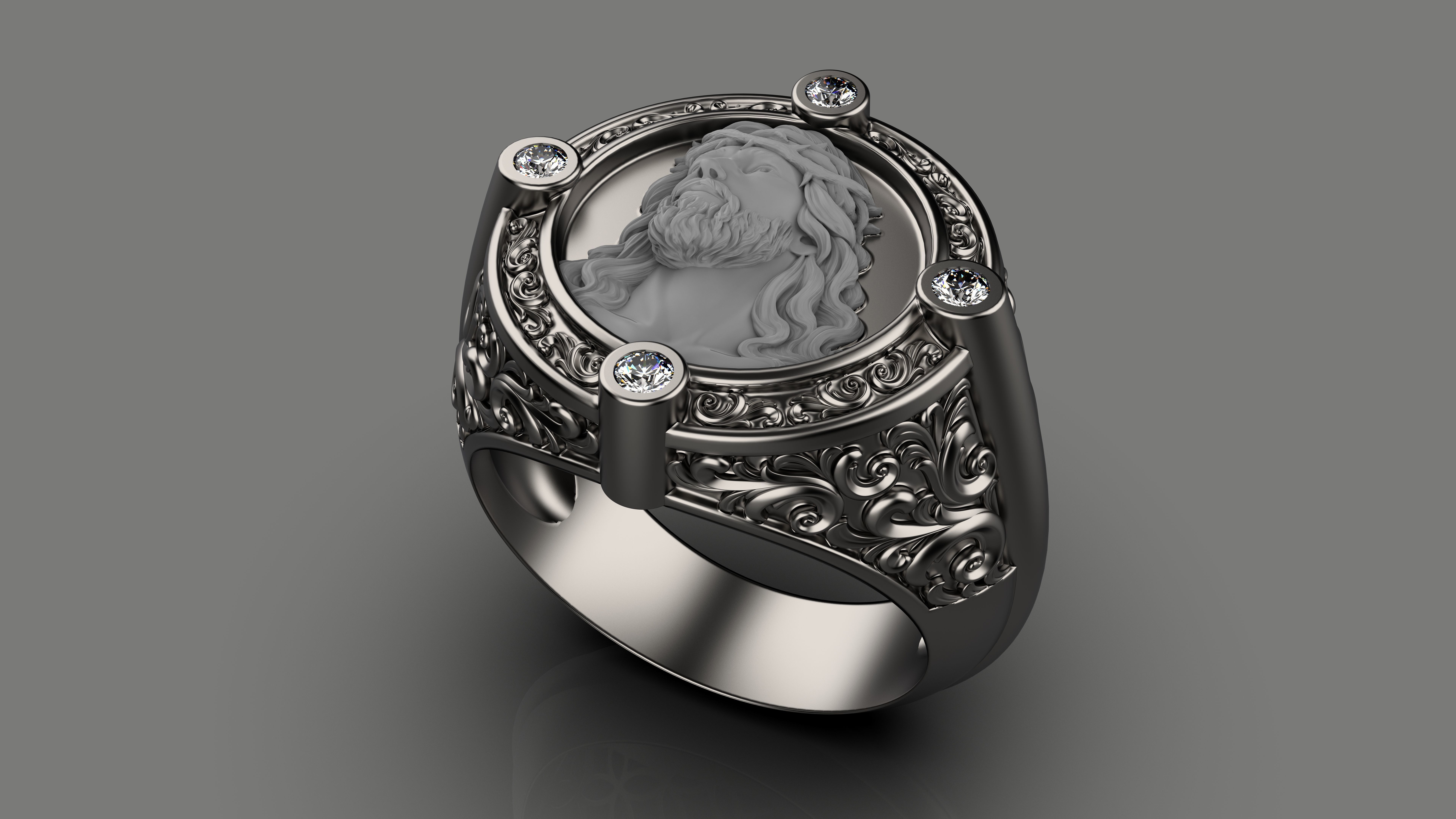 Jesus ring pattern 3D print model_10