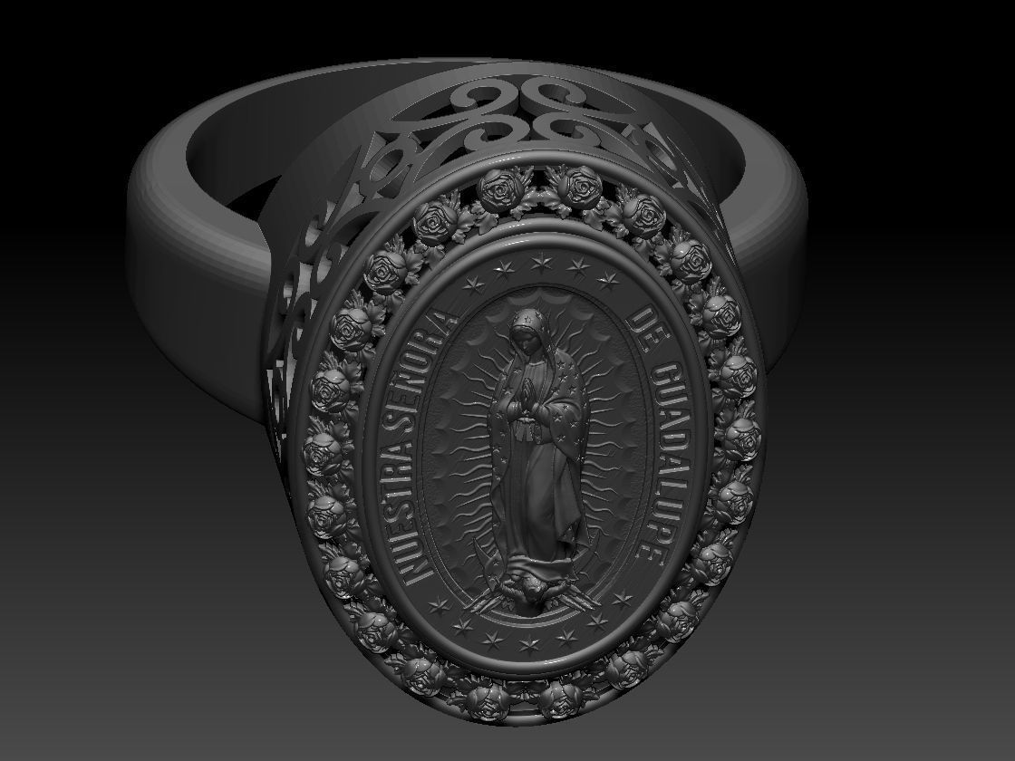 Guadalupe Our Lady Ring 3D Print Model  3D print model_4