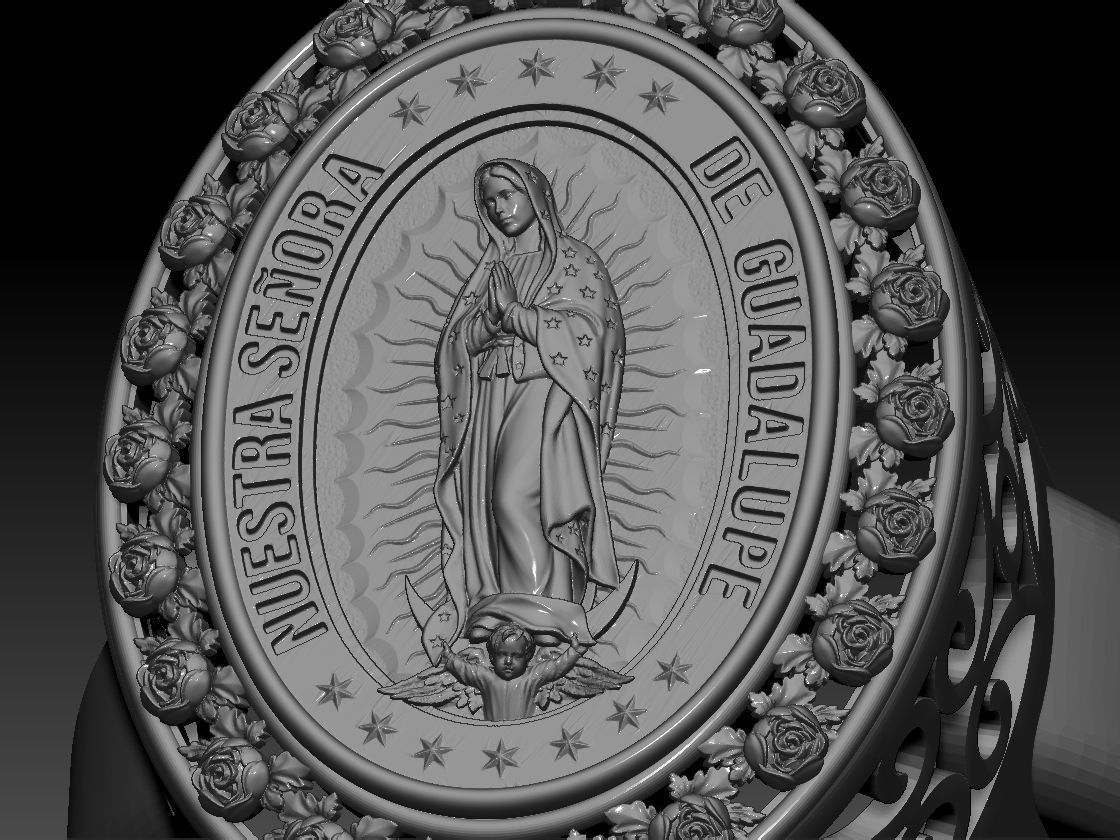 Guadalupe Our Lady Ring 3D Print Model  3D print model_6