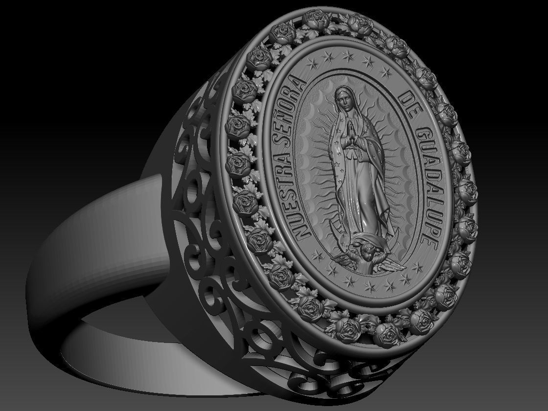 Guadalupe Our Lady Ring 3D Print Model  3D print model_2