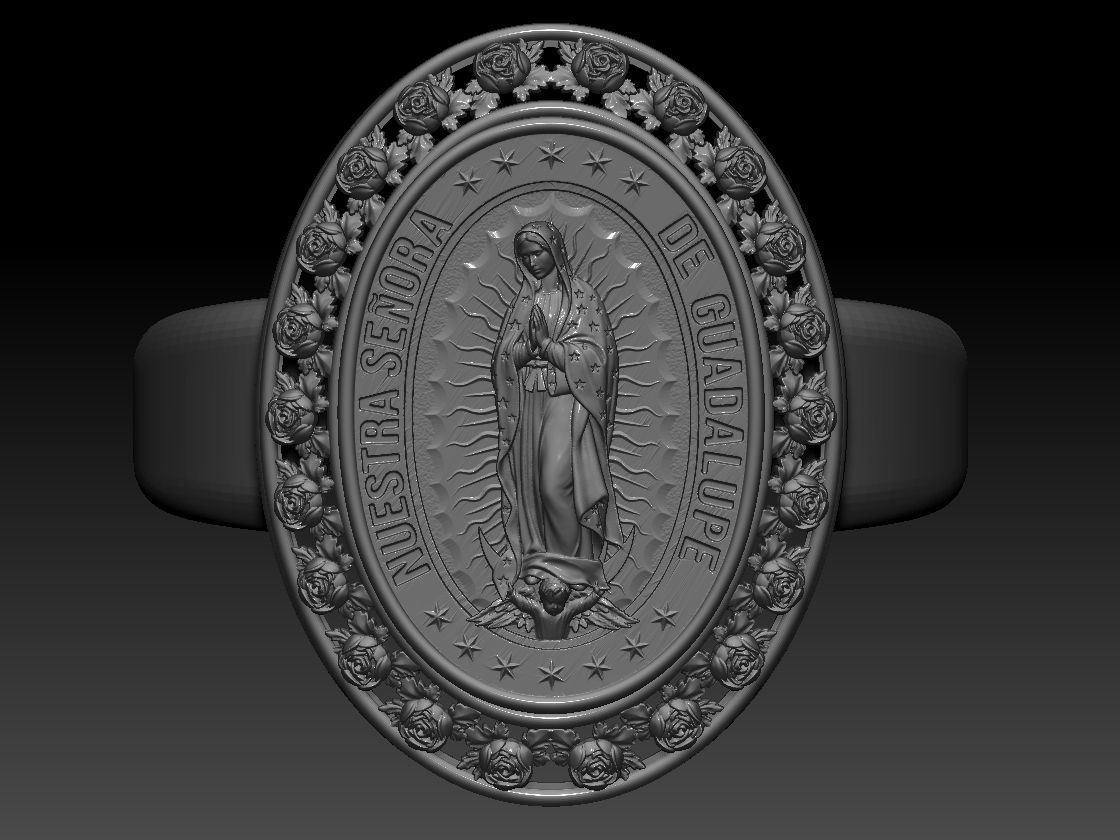Guadalupe Our Lady Ring 3D Print Model  3D print model_1