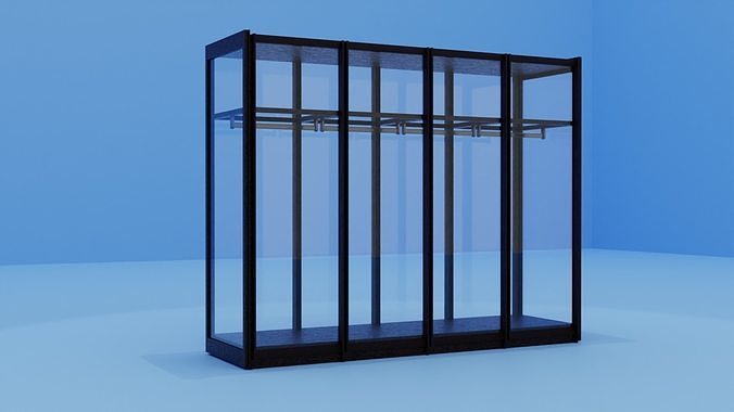 Transparent Wardrobe poliform Glass and Wood Low-poly 3D model