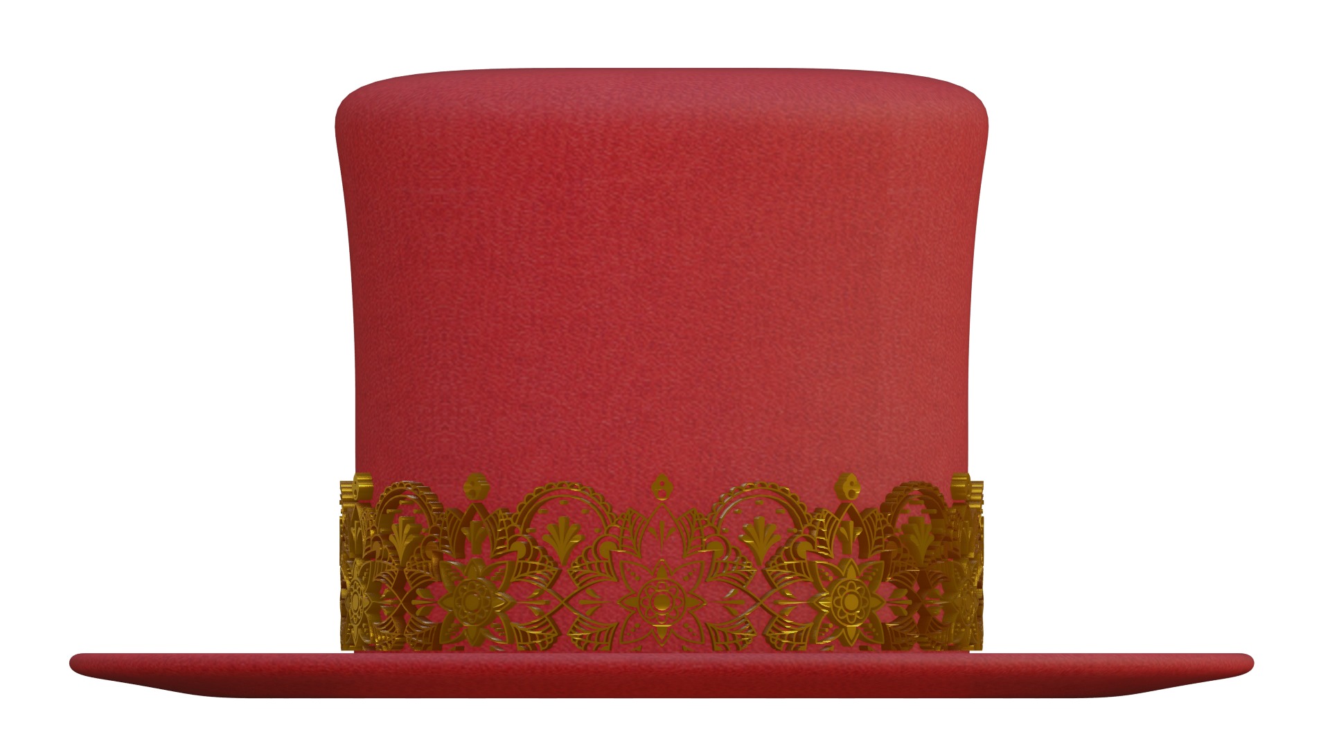 Top hat royal red gold 3D model_2