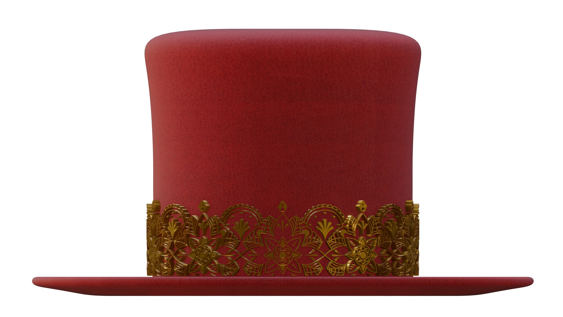 Top hat royal red gold 3D model_3