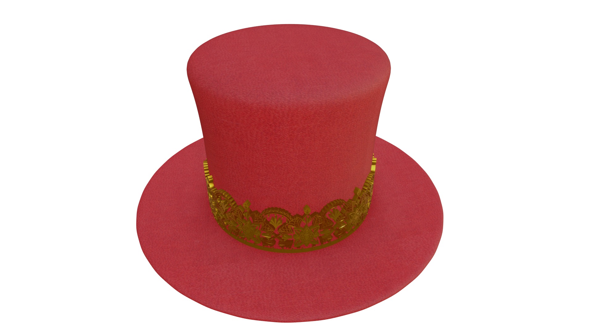Top hat royal red gold 3D model_1