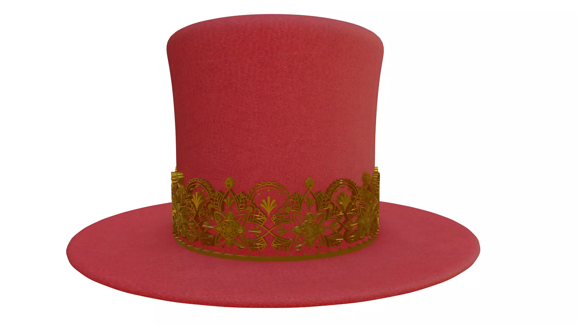 Top hat royal red gold 3D model_0