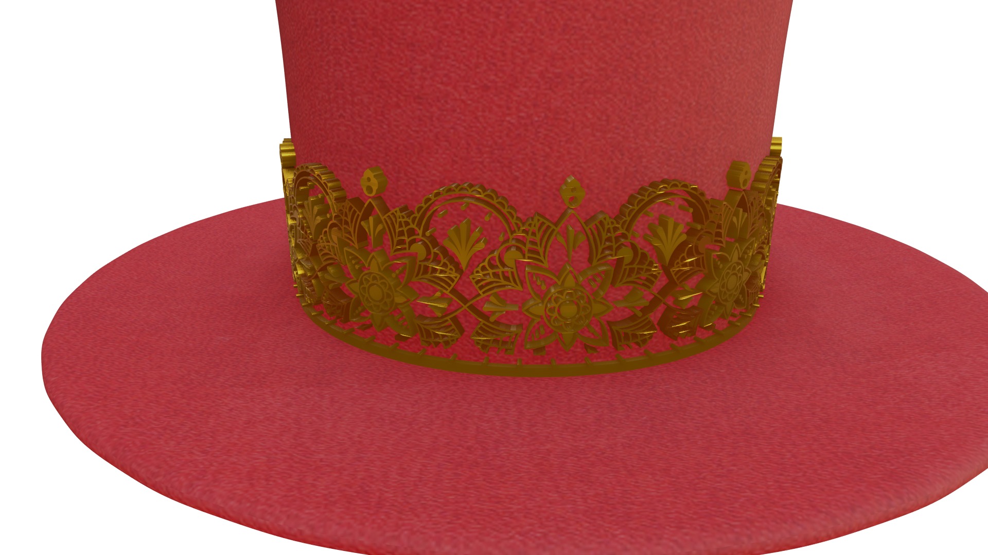 Top hat royal red gold 3D model_4